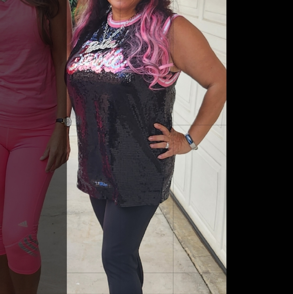 Barbie Jersey sequin Tank Black and pink Barbie Top - Picture 16 of 16